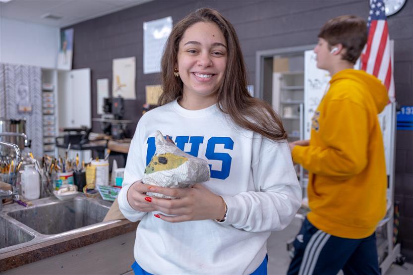 Students do papier-mache art